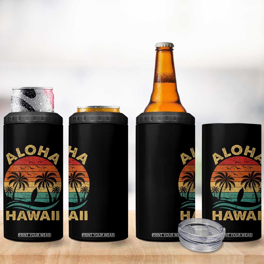 Aloha Hawaii 4 in 1 Can Cooler Tumbler Retro Hawaiian Island Palm Beach Surfboard Surf TS10 Print Your Wear