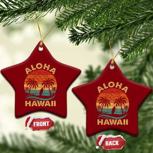 Aloha Hawaii Ceramic Ornament Retro Hawaiian Island Palm Beach Surfboard Surf TS10 Print Your Wear