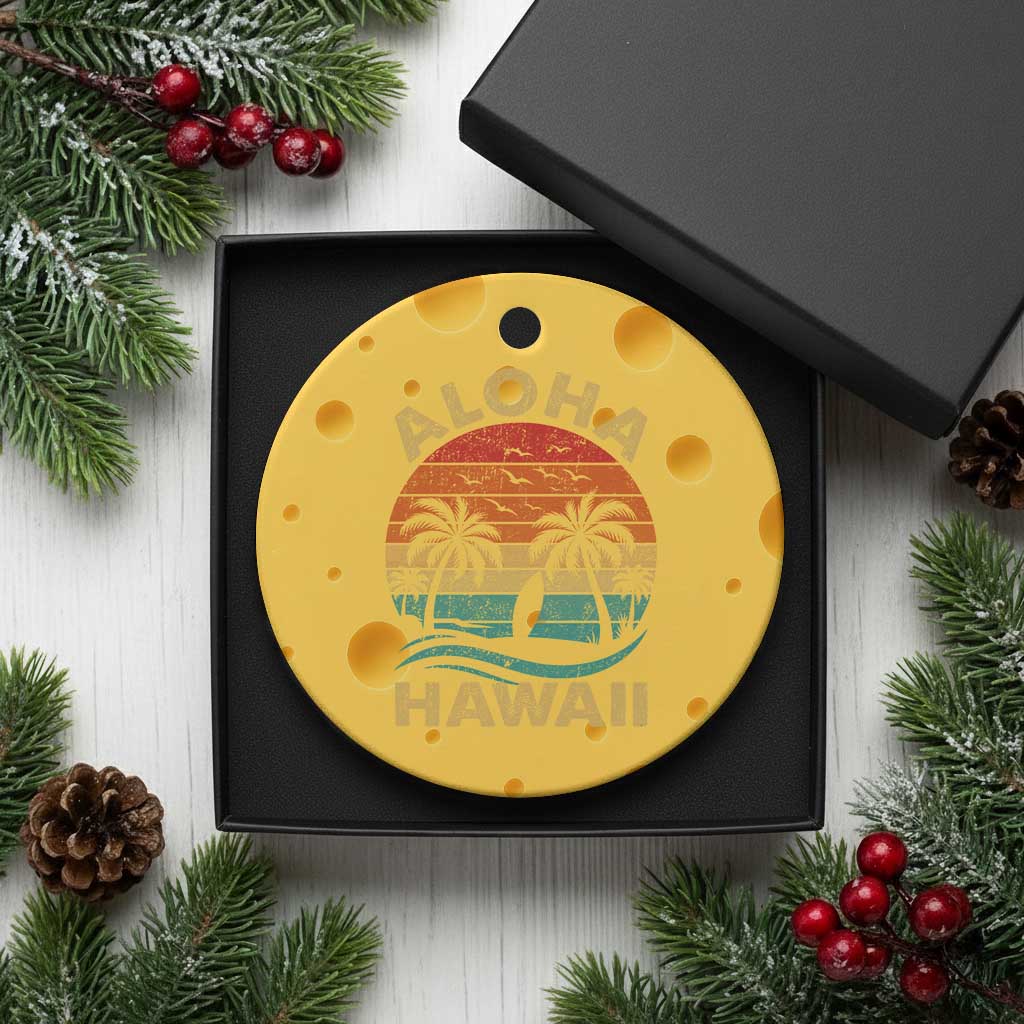 Aloha Hawaii Ceramic Ornament Retro Hawaiian Island Palm Beach Surfboard Surf TS10 1pc Yellow Cheese Print Your Wear