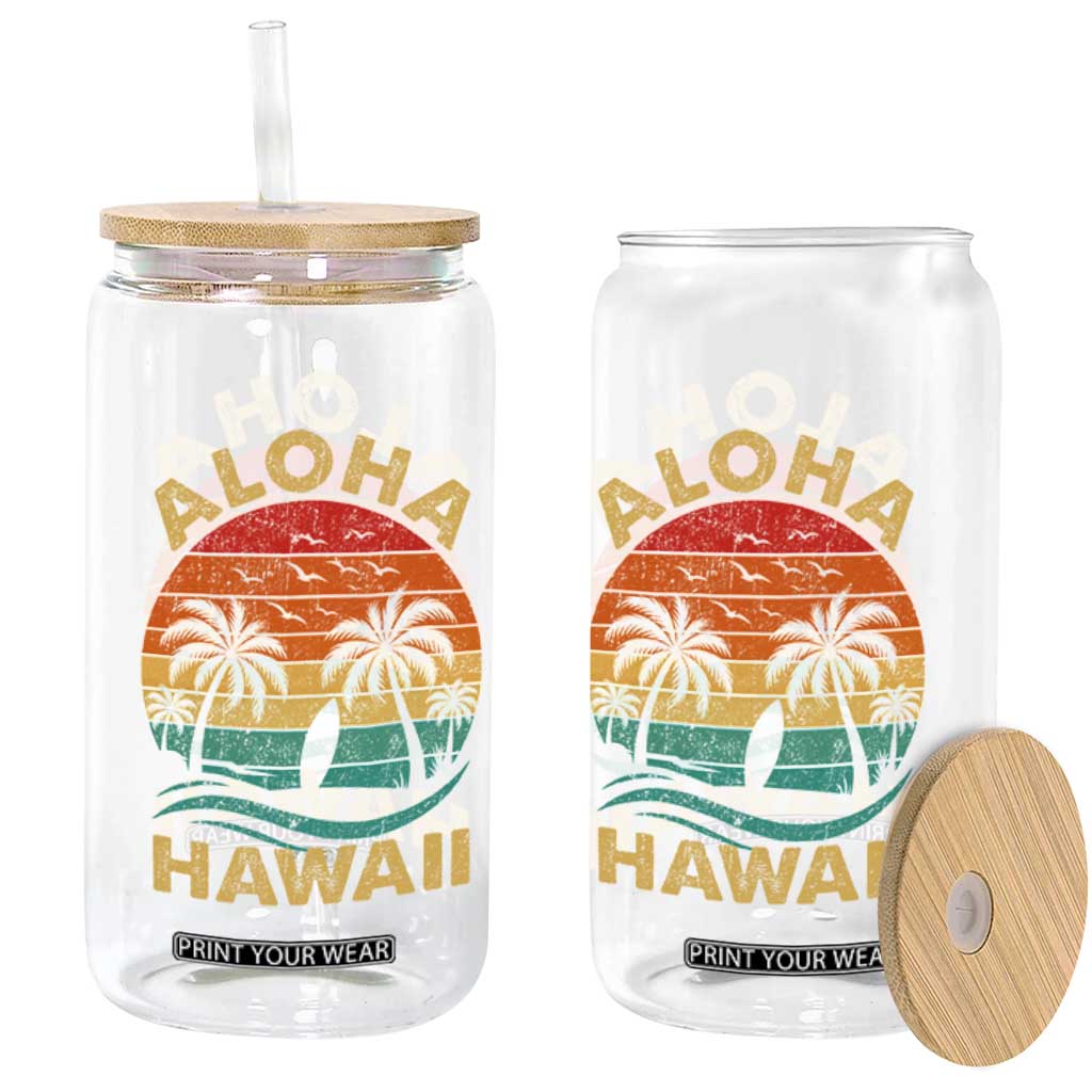 Aloha Hawaii Glass Can Retro Hawaiian Island Palm Beach Surfboard Surf TS10 Print Your Wear