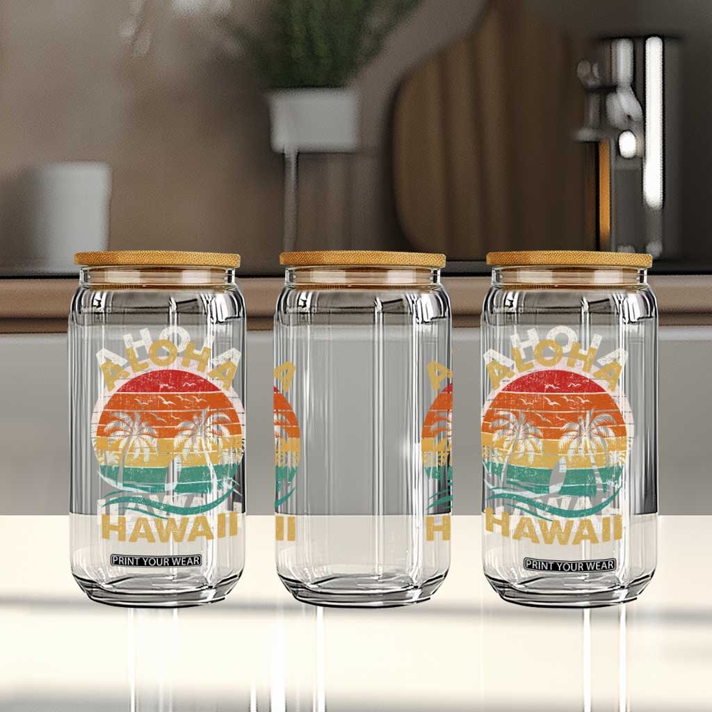 Aloha Hawaii Glass Can Retro Hawaiian Island Palm Beach Surfboard Surf TS10 Print Your Wear