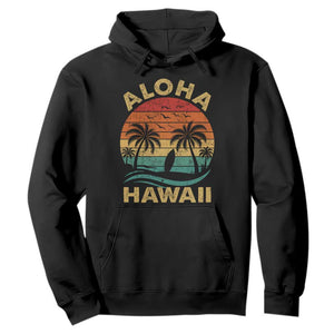 Aloha Hawaii Hoodie Retro Hawaiian Island Palm Beach Surfboard Surf TS10 Black Print Your Wear