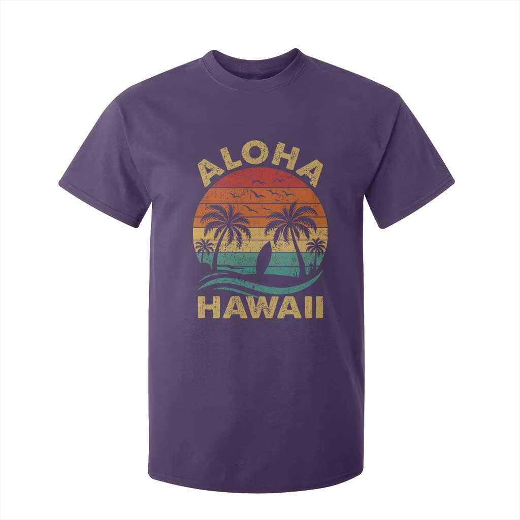 Aloha Hawaii T Shirt For Kid Retro Hawaiian Island Palm Beach Surfboard Surf TS10 Purple Print Your Wear