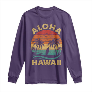Aloha Hawaii Long Sleeve Shirt Retro Hawaiian Island Palm Beach Surfboard Surf TS10 Purple Print Your Wear