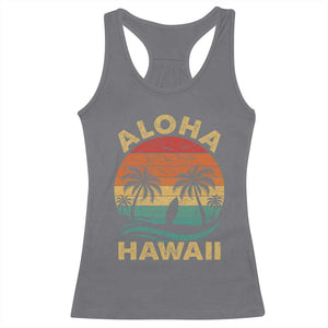 Aloha Hawaii Racerback Tank Top Retro Hawaiian Island Palm Beach Surfboard Surf TS10 Charcoal Print Your Wear