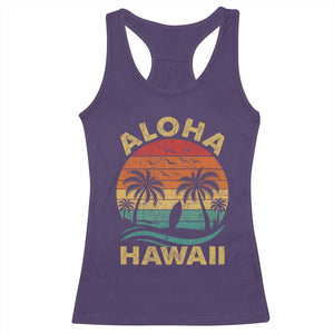 Aloha Hawaii Racerback Tank Top Retro Hawaiian Island Palm Beach Surfboard Surf TS10 Purple Print Your Wear