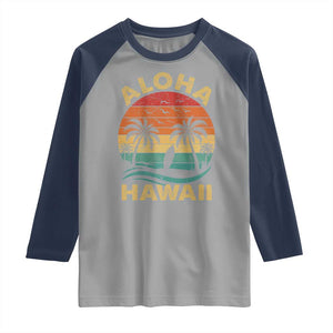 Aloha Hawaii Raglan Shirt Retro Hawaiian Island Palm Beach Surfboard Surf TS10 Sport Gray Navy Print Your Wear