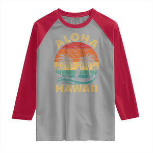 Aloha Hawaii Raglan Shirt Retro Hawaiian Island Palm Beach Surfboard Surf TS10 Sport Gray Red Print Your Wear