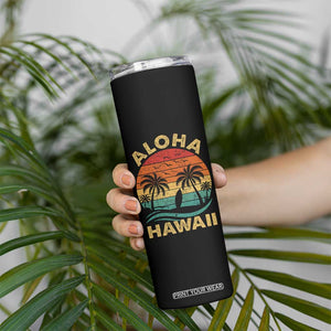 Aloha Hawaii Skinny Tumbler Retro Hawaiian Island Palm Beach Surfboard Surf TS10 Print Your Wear