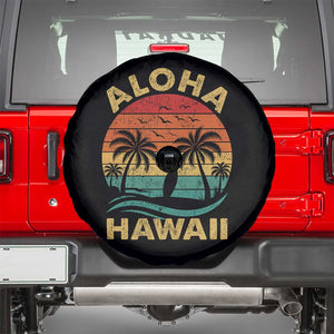 Aloha Hawaii Spare Tire Cover Retro Hawaiian Island Palm Beach Surfboard Surf TS10 Black Print Your Wear