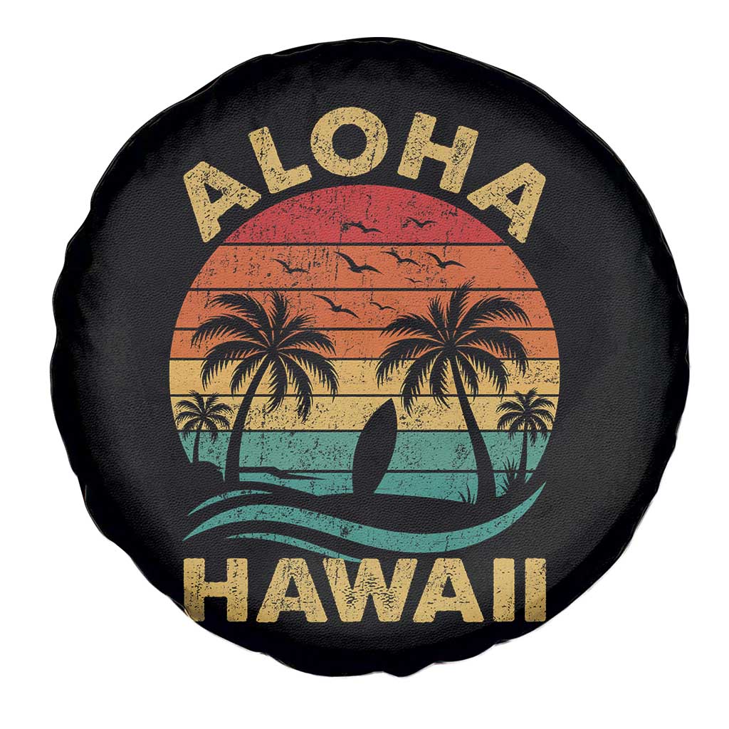 Aloha Hawaii Spare Tire Cover Retro Hawaiian Island Palm Beach Surfboard Surf TS10 Print Your Wear
