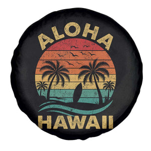 Aloha Hawaii Spare Tire Cover Retro Hawaiian Island Palm Beach Surfboard Surf TS10 Print Your Wear
