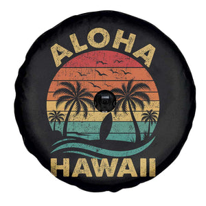 Aloha Hawaii Spare Tire Cover Retro Hawaiian Island Palm Beach Surfboard Surf TS10 Print Your Wear