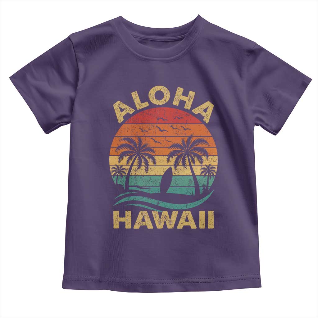 Aloha Hawaii Toddler T Shirt Retro Hawaiian Island Palm Beach Surfboard Surf TS10 Purple Print Your Wear