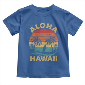 Aloha Hawaii Toddler T Shirt Retro Hawaiian Island Palm Beach Surfboard Surf TS10 Royal Blue Print Your Wear