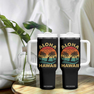 Aloha Hawaii Tumbler With Handle Retro Hawaiian Island Palm Beach Surfboard Surf TS10 Print Your Wear