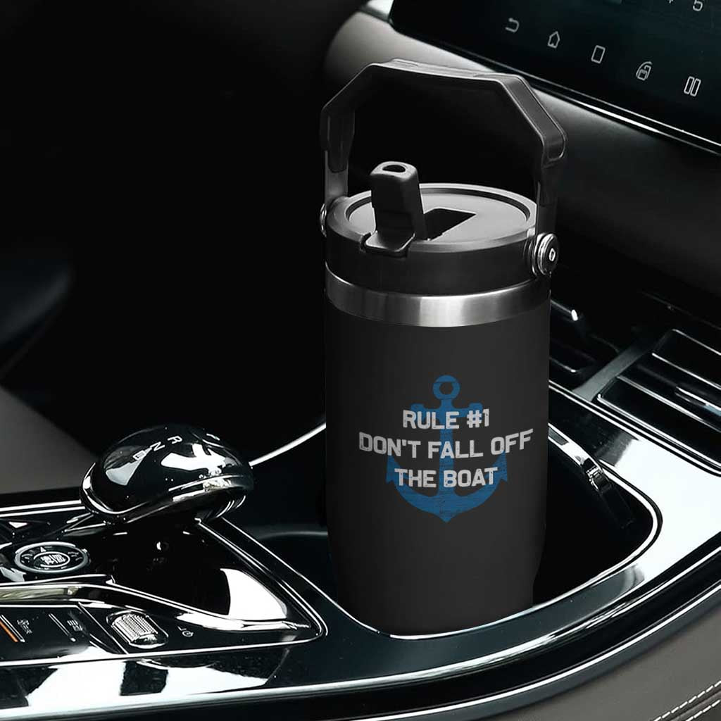 Funny Cruise Flip Straw Tumbler Rule #1 Dont Fall Off The Boat - Print Your Wear
