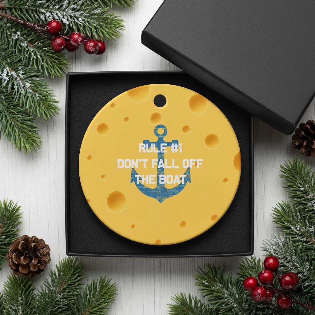 Funny Cruise Ceramic Ornament Rule #1 Dont Fall Off The Boat - Print Your Wear