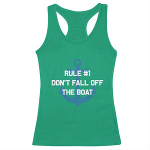 Funny Cruise Racerback Tank Top Rule #1 Dont Fall Off The Boat - Print Your Wear