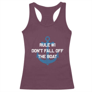 Funny Cruise Racerback Tank Top Rule #1 Dont Fall Off The Boat - Print Your Wear