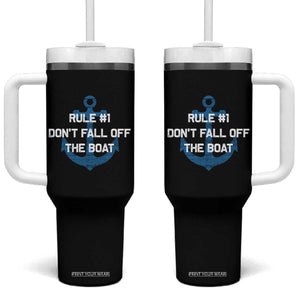 Funny Cruise Tumbler With Handle Rule #1 Dont Fall Off The Boat - Print Your Wear