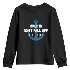Funny Cruise Youth Sweatshirt Rule #1 Dont Fall Off The Boat - Print Your Wear