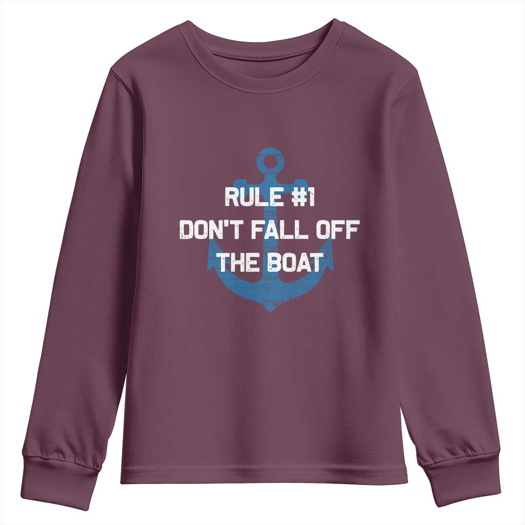 Funny Cruise Youth Sweatshirt Rule #1 Dont Fall Off The Boat - Print Your Wear