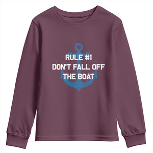 Funny Cruise Youth Sweatshirt Rule #1 Dont Fall Off The Boat - Print Your Wear
