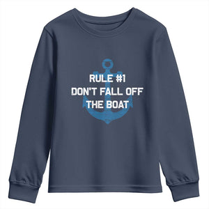 Funny Cruise Youth Sweatshirt Rule #1 Dont Fall Off The Boat - Print Your Wear