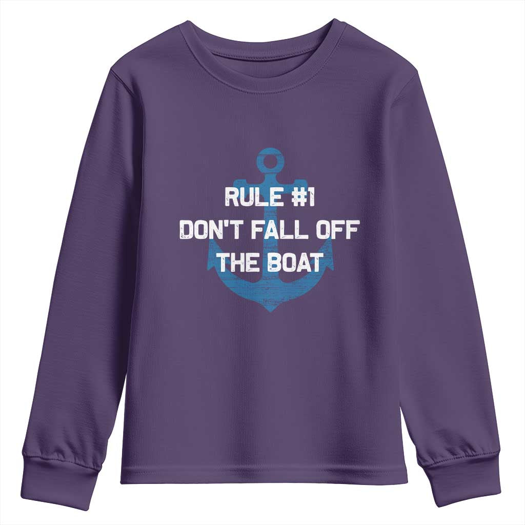 Funny Cruise Youth Sweatshirt Rule #1 Dont Fall Off The Boat - Print Your Wear