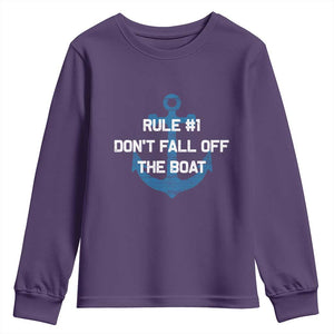 Funny Cruise Youth Sweatshirt Rule #1 Dont Fall Off The Boat - Print Your Wear