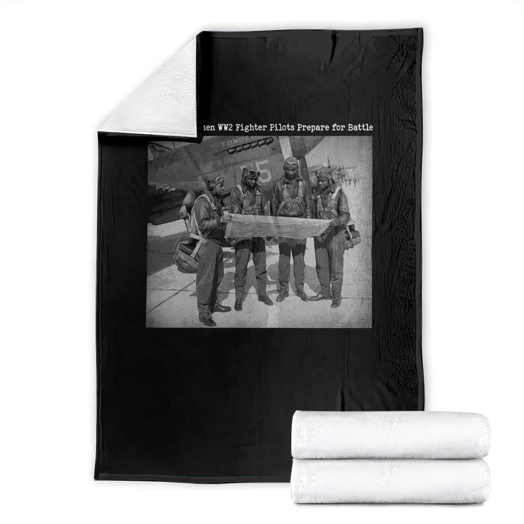 Tuskegee Airmen Throw Blanket African American Heroes Preparing for Battle WW2 TS10 Black Print Your Wear