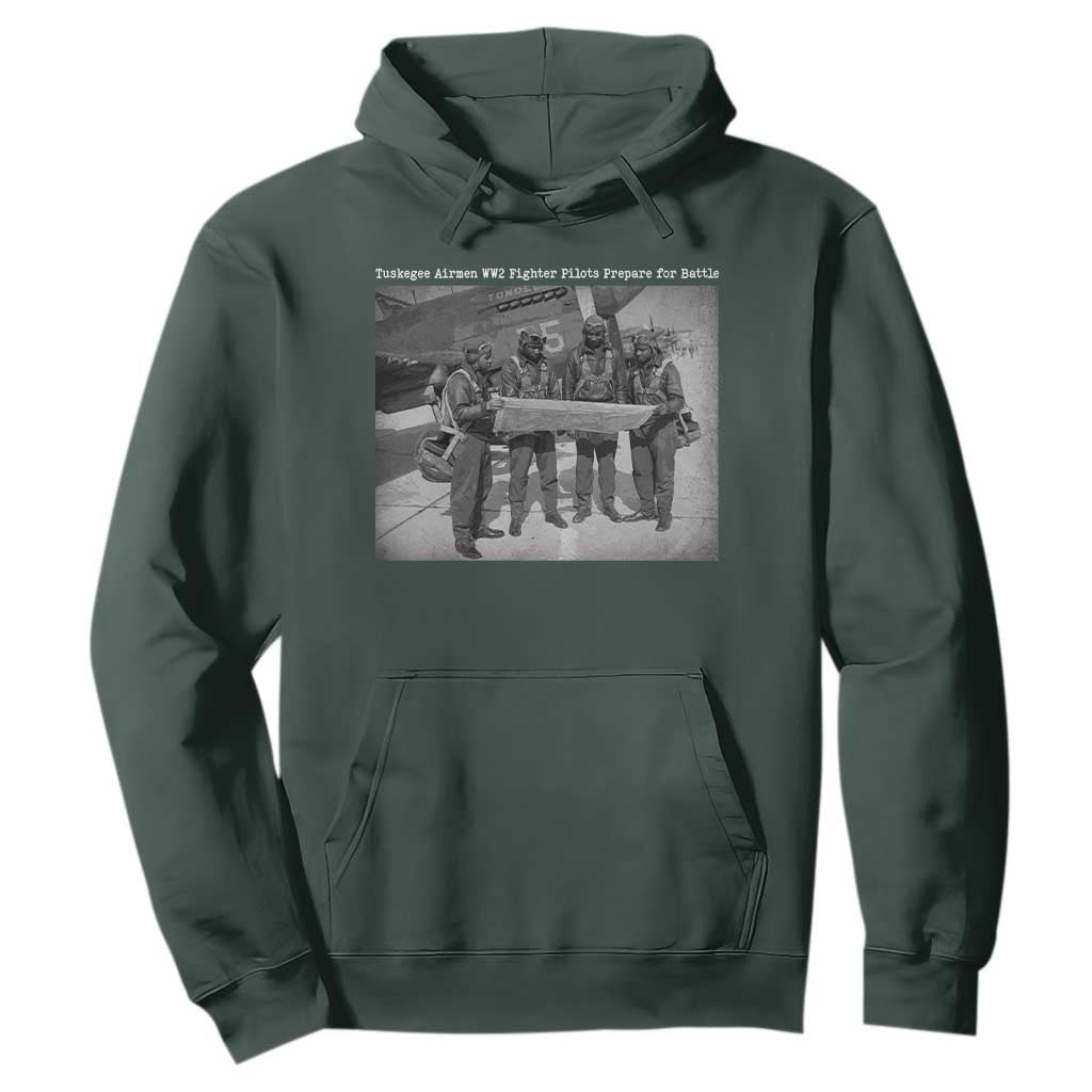 Tuskegee Airmen Hoodie African American Heroes Preparing for Battle WW2 TS10 Dark Forest Green Print Your Wear
