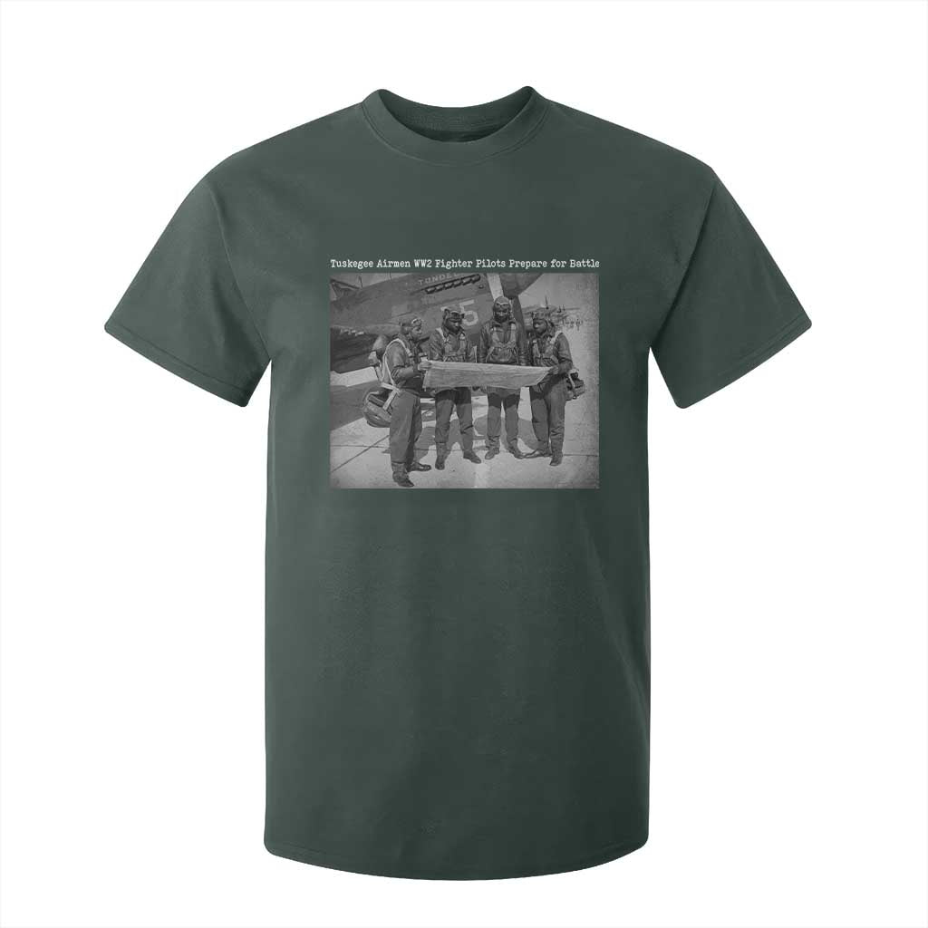 Tuskegee Airmen T Shirt For Kid African American Heroes Preparing for Battle WW2 TS10 Dark Forest Green Print Your Wear