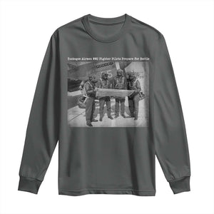 Tuskegee Airmen Long Sleeve Shirt African American Heroes Preparing for Battle WW2 TS10 Dark Heather Print Your Wear