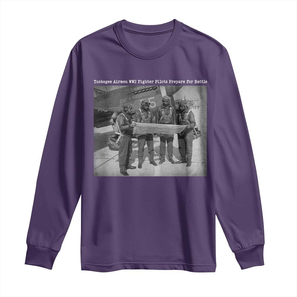 Tuskegee Airmen Long Sleeve Shirt African American Heroes Preparing for Battle WW2 TS10 Purple Print Your Wear