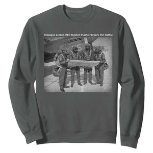 Tuskegee Airmen Sweatshirt African American Heroes Preparing for Battle WW2 TS10 Dark Heather Print Your Wear