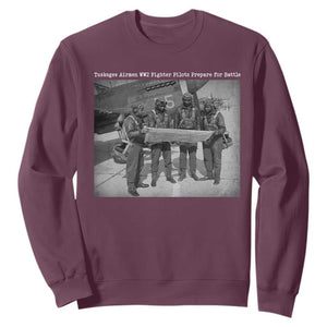Tuskegee Airmen Sweatshirt African American Heroes Preparing for Battle WW2 TS10 Maroon Print Your Wear