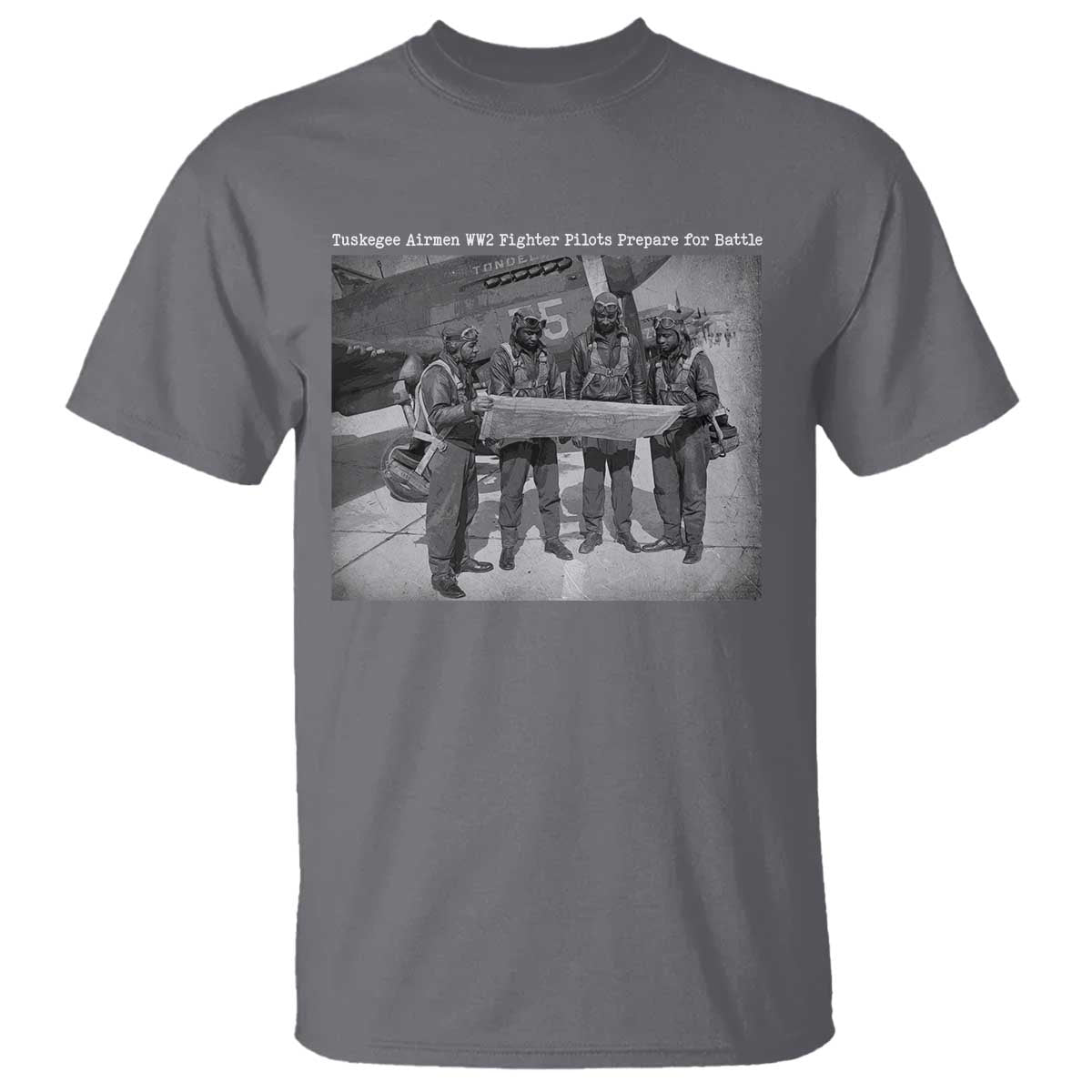 Tuskegee Airmen T Shirt African American Heroes Preparing for Battle WW2 TS10 Charcoal Print Your Wear