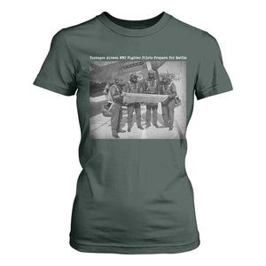 Tuskegee Airmen T Shirt For Women African American Heroes Preparing for Battle WW2 TS10 Dark Forest Green Print Your Wear