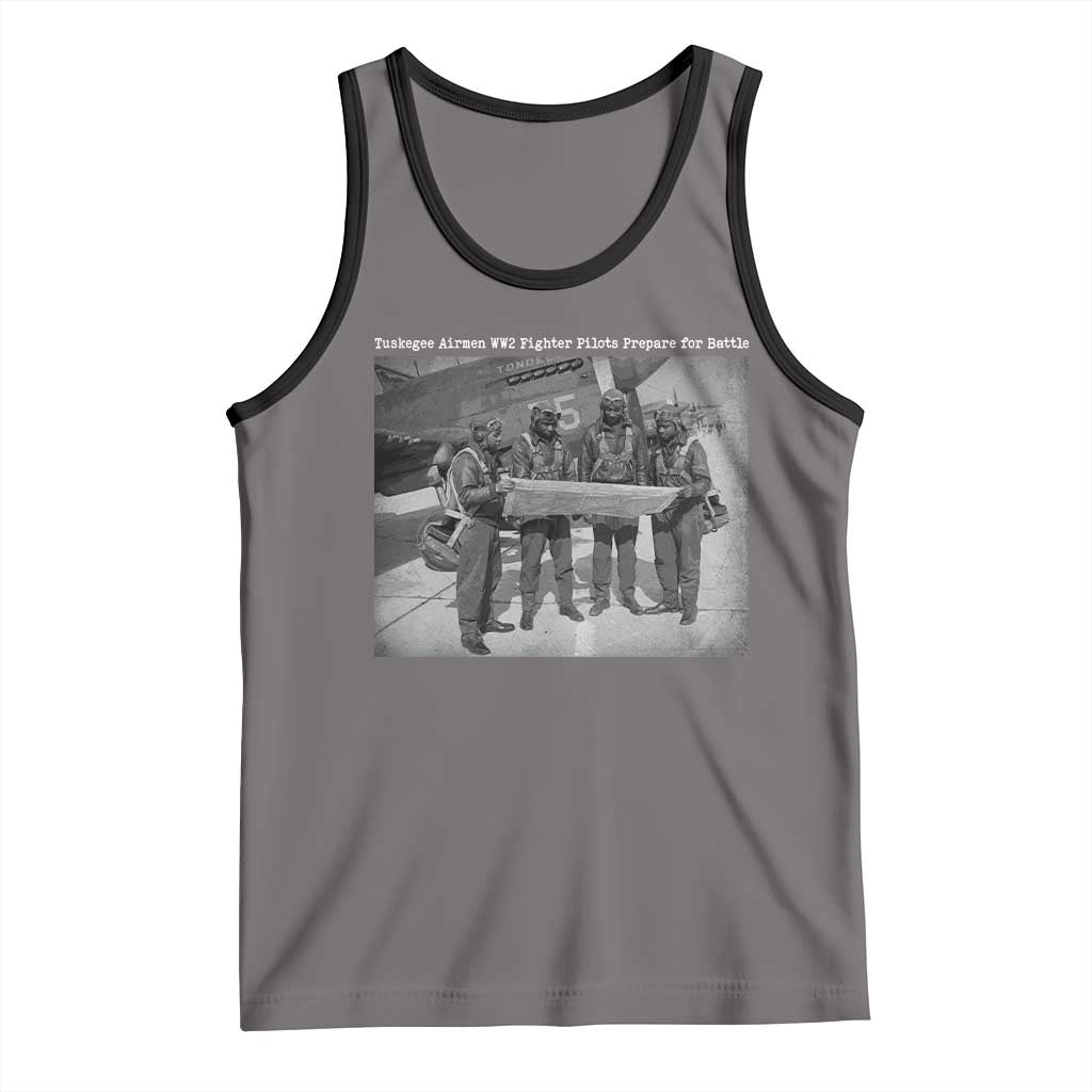 Tuskegee Airmen Tank Top African American Heroes Preparing for Battle WW2 TS10 Deep Heather Black Print Your Wear