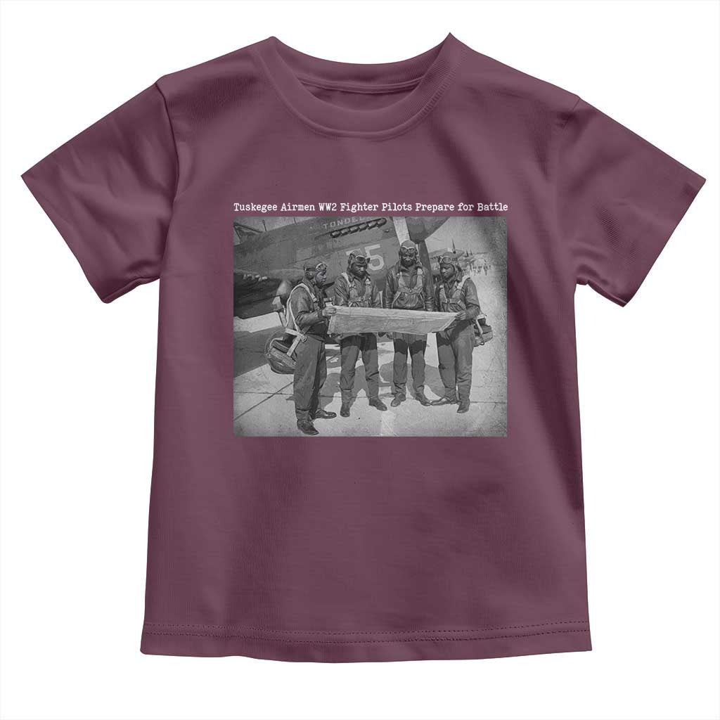 Tuskegee Airmen Toddler T Shirt African American Heroes Preparing for Battle WW2 TS10 Maroon Print Your Wear