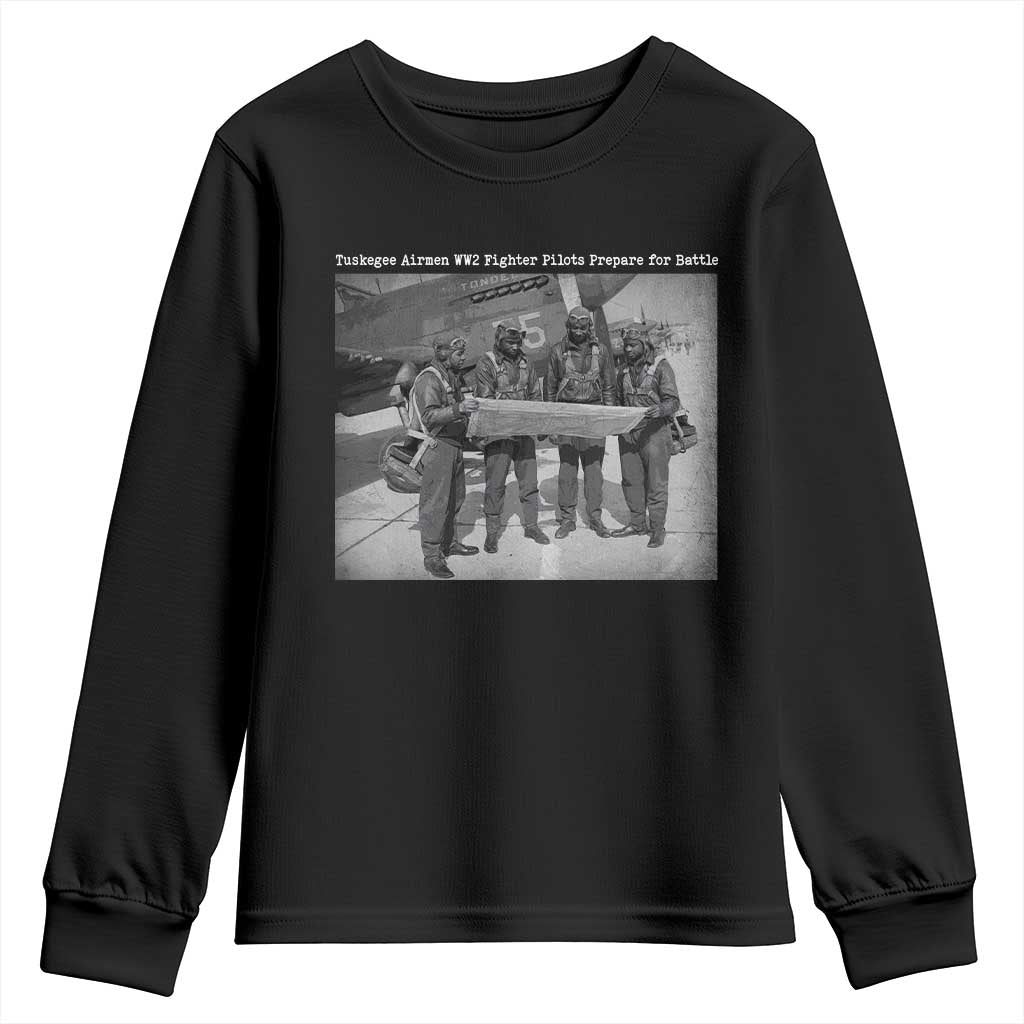 Tuskegee Airmen Youth Sweatshirt African American Heroes Preparing for Battle WW2 TS10 Black Print Your Wear