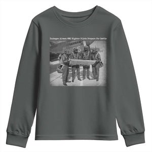 Tuskegee Airmen Youth Sweatshirt African American Heroes Preparing for Battle WW2 TS10 Dark Heather Print Your Wear
