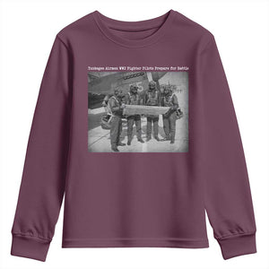 Tuskegee Airmen Youth Sweatshirt African American Heroes Preparing for Battle WW2 TS10 Maroon Print Your Wear