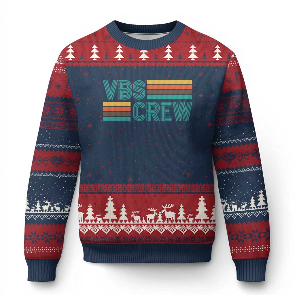 VBS Crew Ugly Christmas Sweater Vacation Bible School Church Camp Retro Vintage TS10 Navy Red Print Your Wear