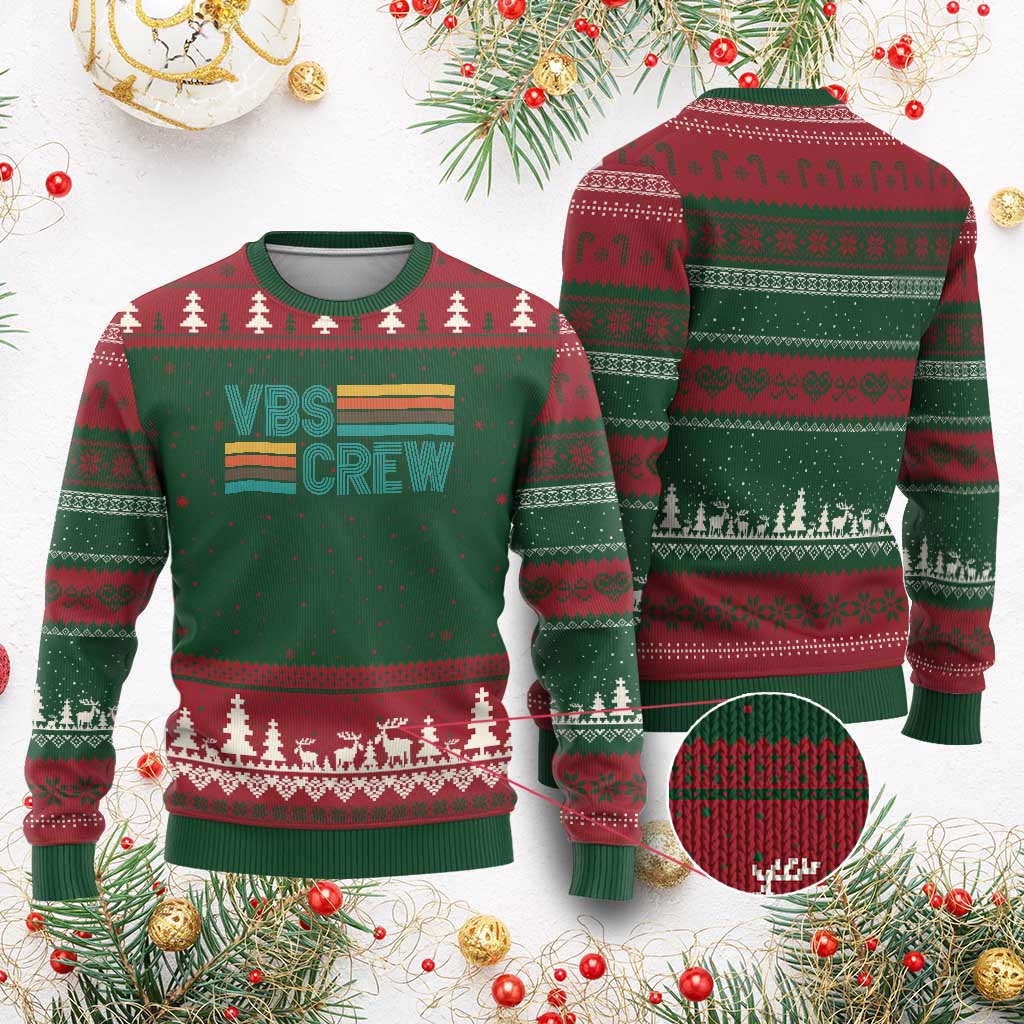 VBS Crew Ugly Christmas Sweater Vacation Bible School Church Camp Retro Vintage TS10 Red Green Print Your Wear