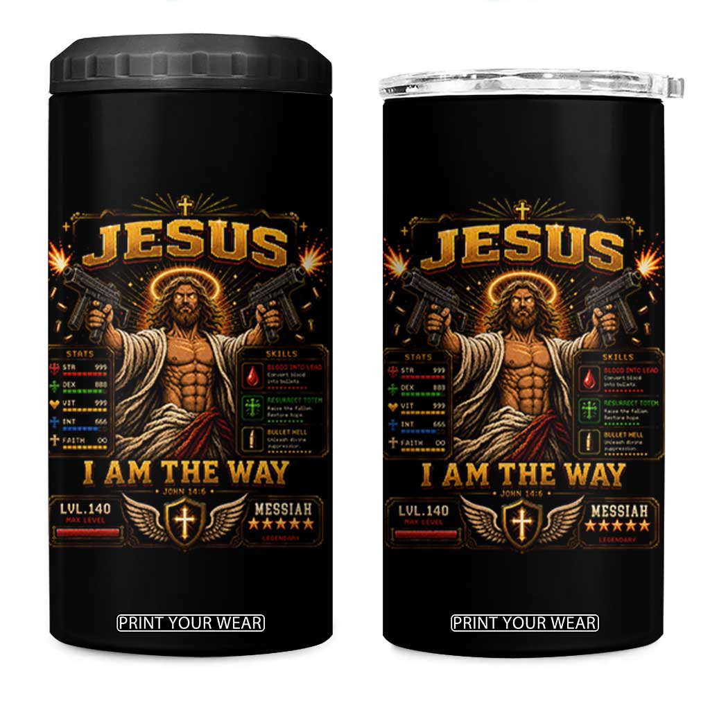 Jesus I Am the Way Character Stats RPG Books 4 in 1 Can Cooler Tumbler