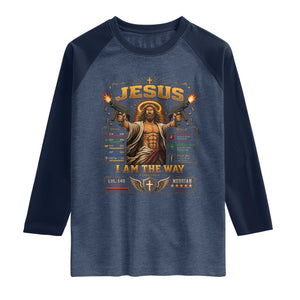 Jesus I Am the Way Character Stats RPG Books Raglan Shirt