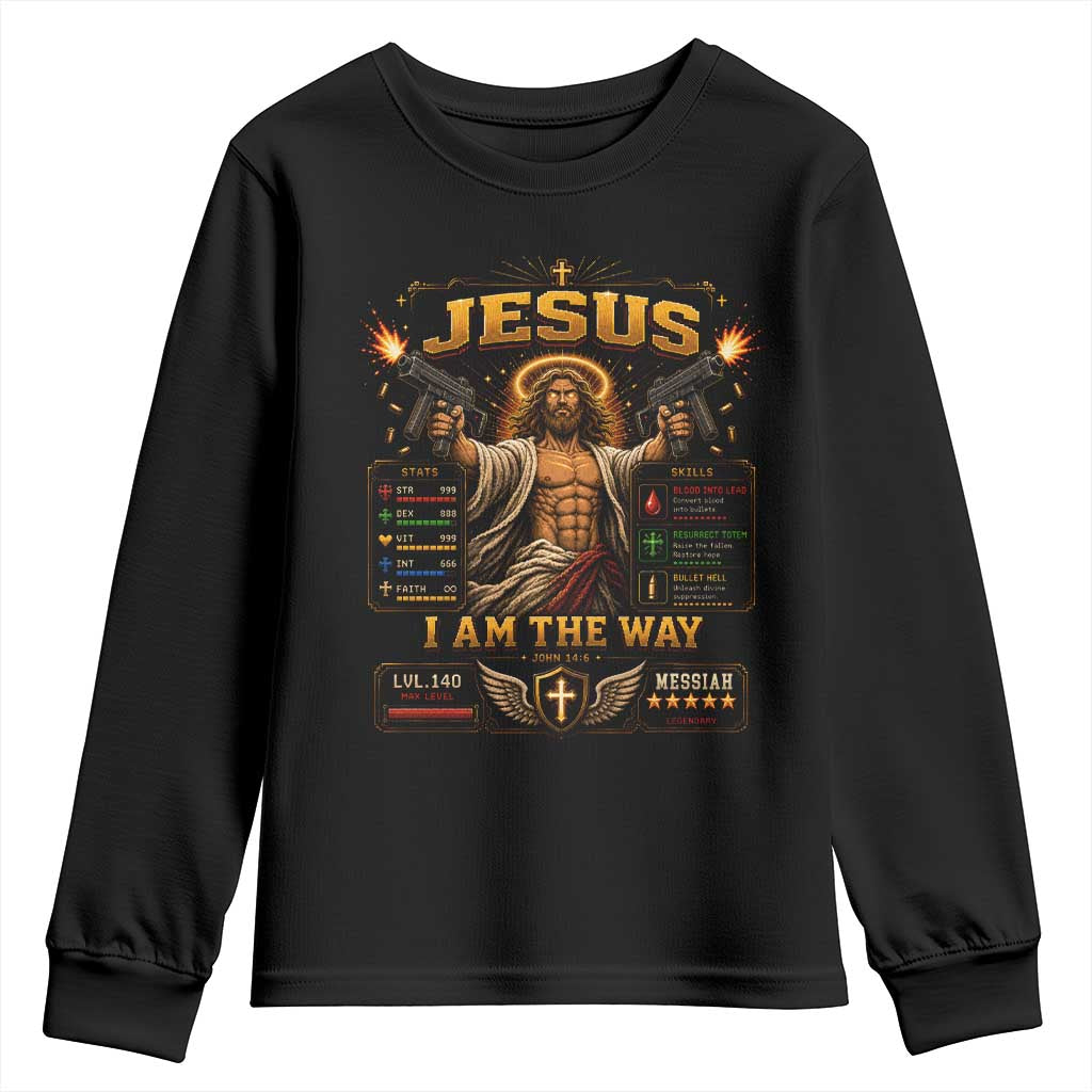 Jesus I Am the Way Character Stats RPG Books Youth Sweatshirt